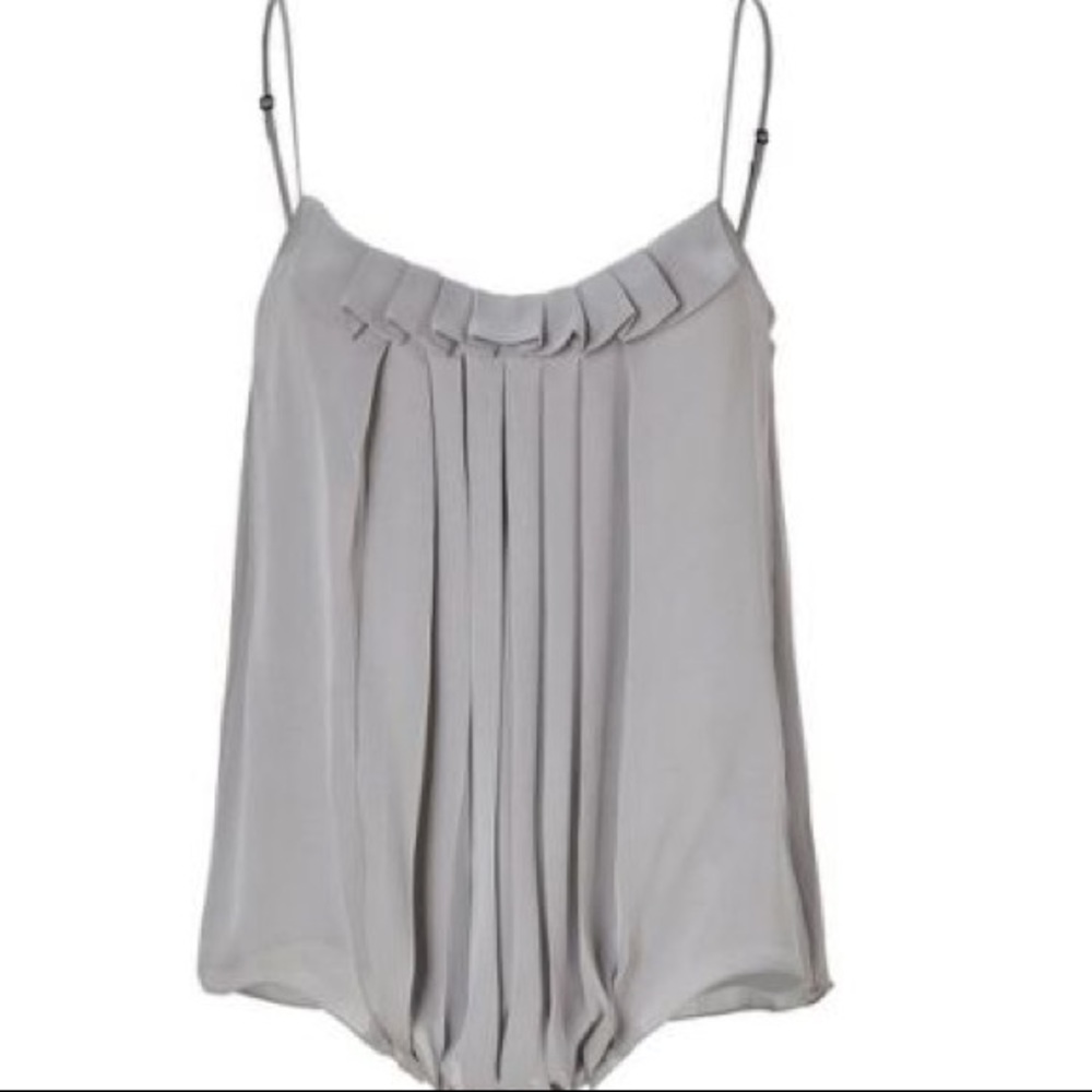 L’AGENCE | Light Grey Pleated Silk Camisole Blouse